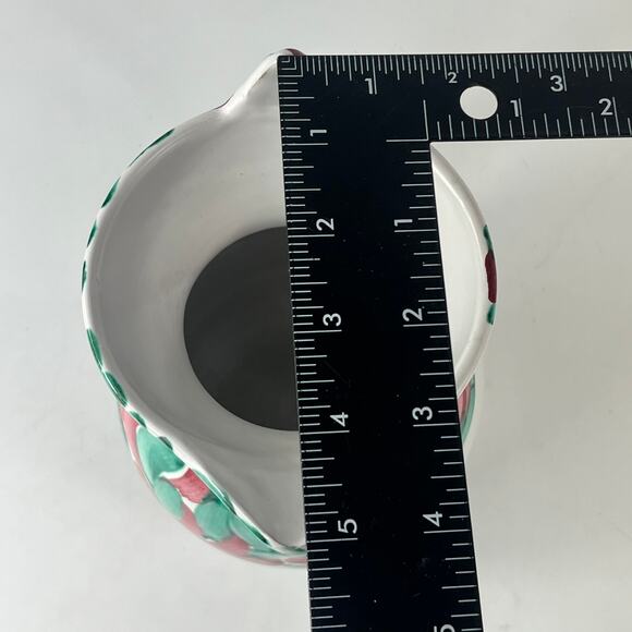 Kitty Cat Pitcher Vintage Hand Painted Italian Glazed Green Red 2105/2 Carafe - Picture 9 of 14